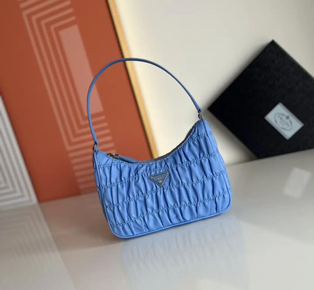 Prada Ruched Nylon Hobo Shoulder Bag image 1