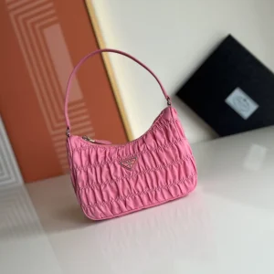 Prada Pink Ruched Nylon Hobo Shoulder Bag image 1