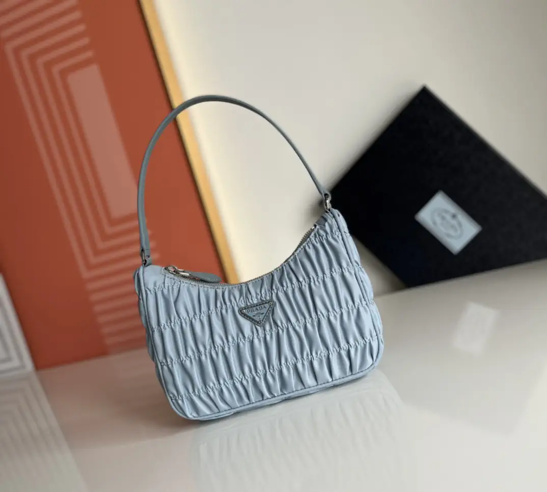 Prada Ruched Nylon Hobo Shoulder Bag image 1