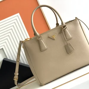 Prada Beige Saffiano Leather Top Handle Bag image 1
