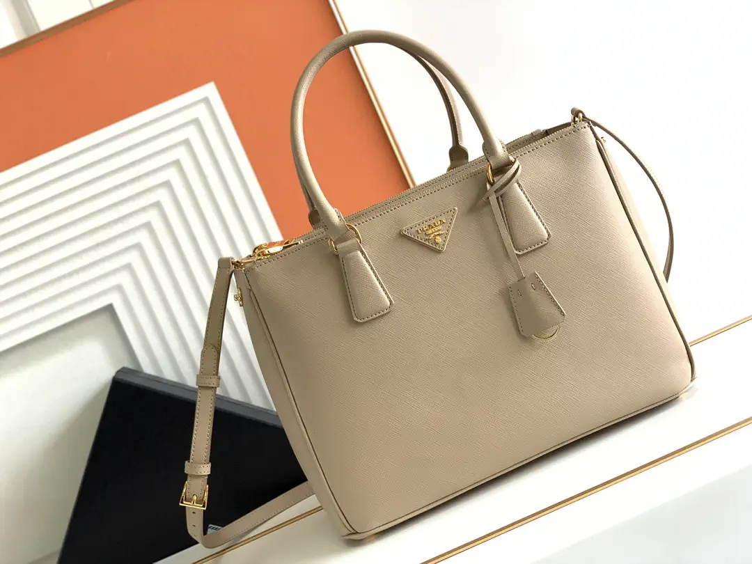 Prada Beige Saffiano Leather Top Handle Bag image 1