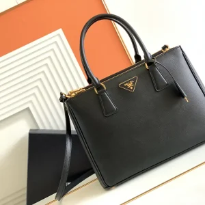 Prada Black Saffiano Leather Top Handle Bag image 1