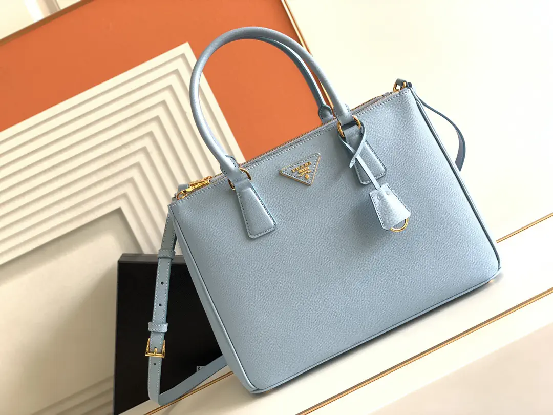 Prada Light Blue Saffiano Leather Top Handle Bag image 1