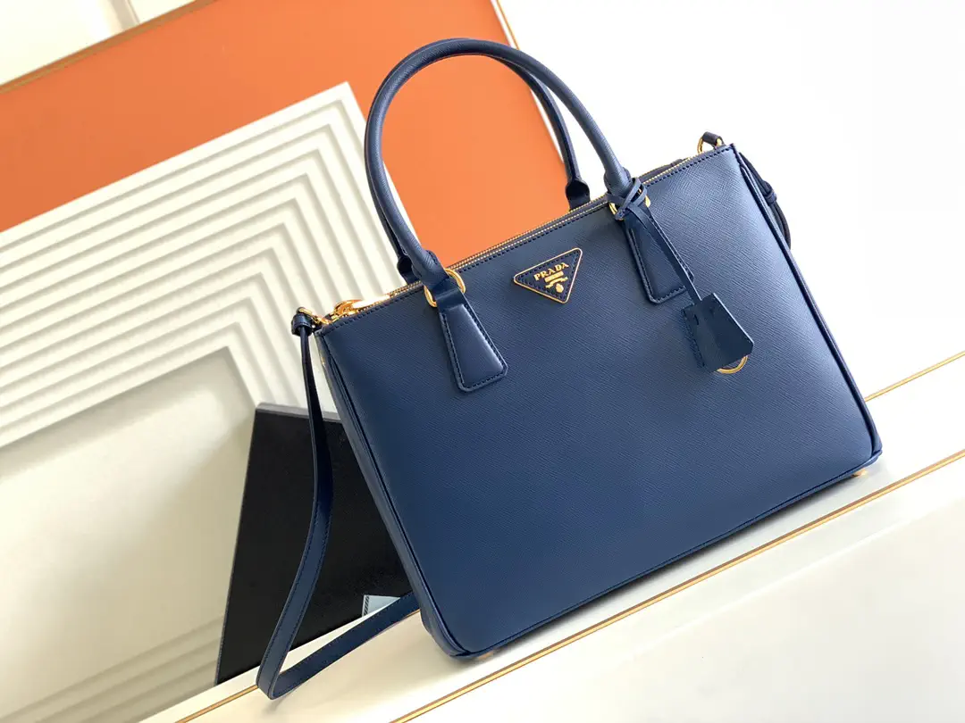Prada Navy Blue Galleria Top Handle Bag image 1