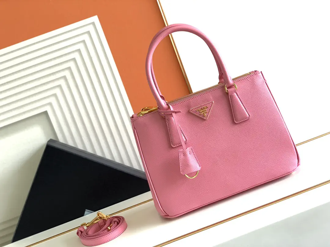 Prada Pink Saffiano Leather Top Handle Bag image 1