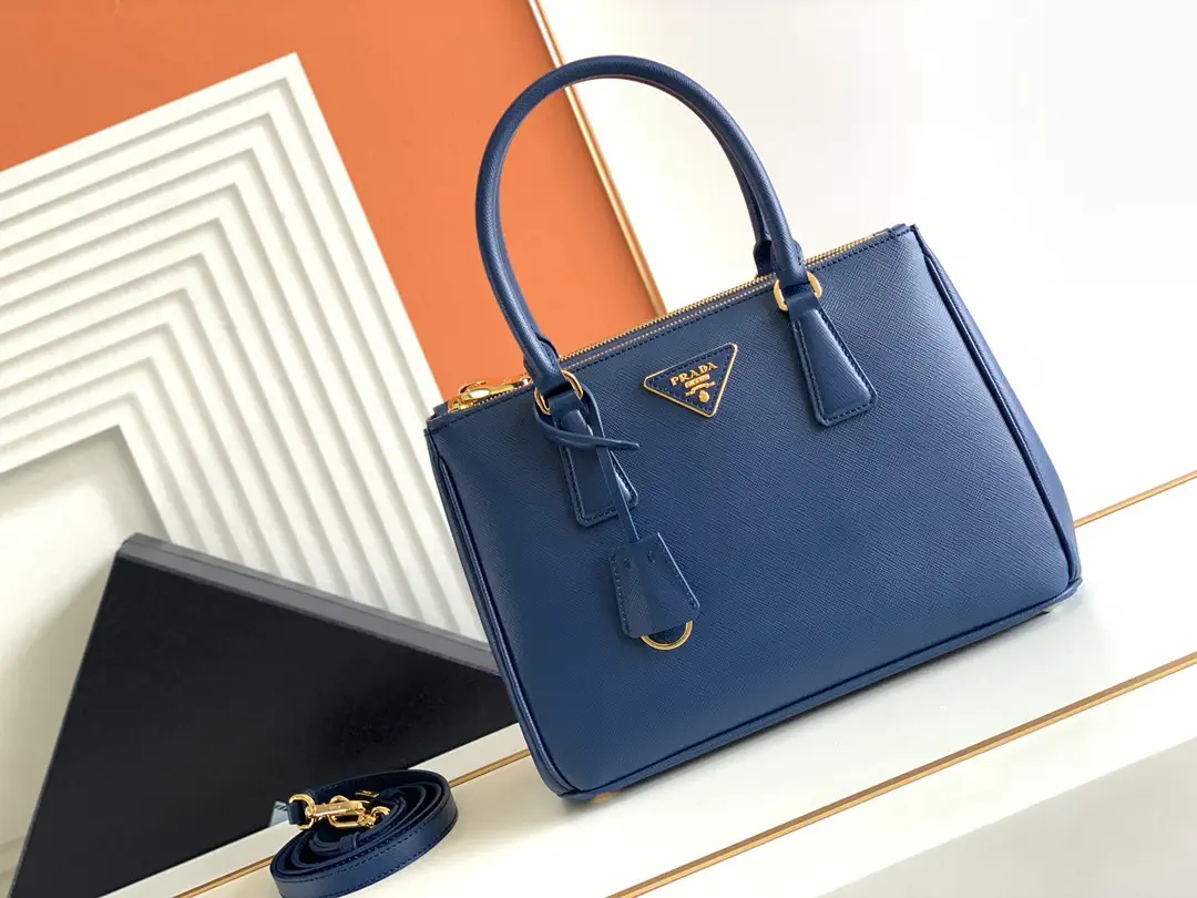 Prada Navy Blue Saffiano Leather Top Handle Bag image 1
