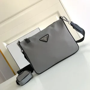 Prada Gray Crossbody Bag with Attached Pouch image 1