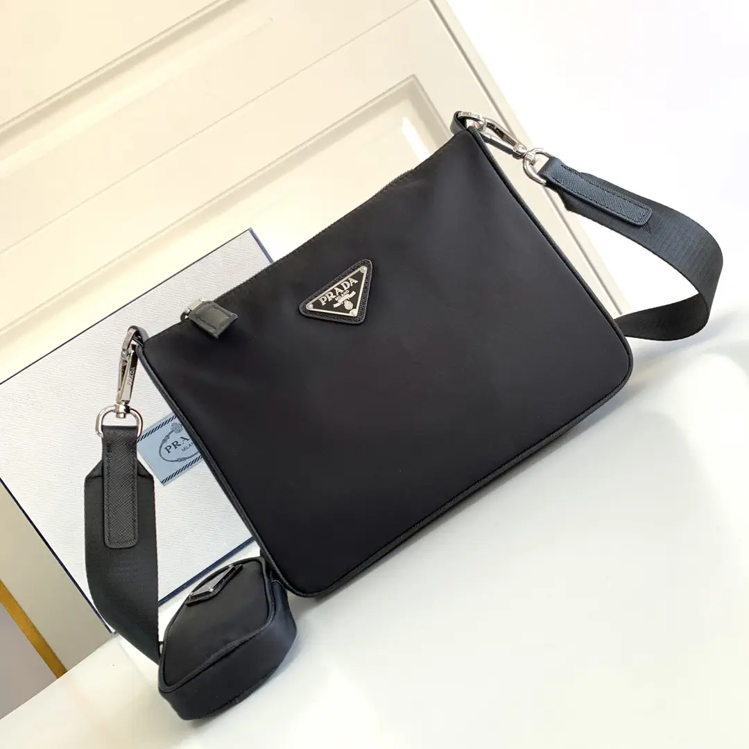 Prada Black Nylon Crossbody Bag with Pouch image 1