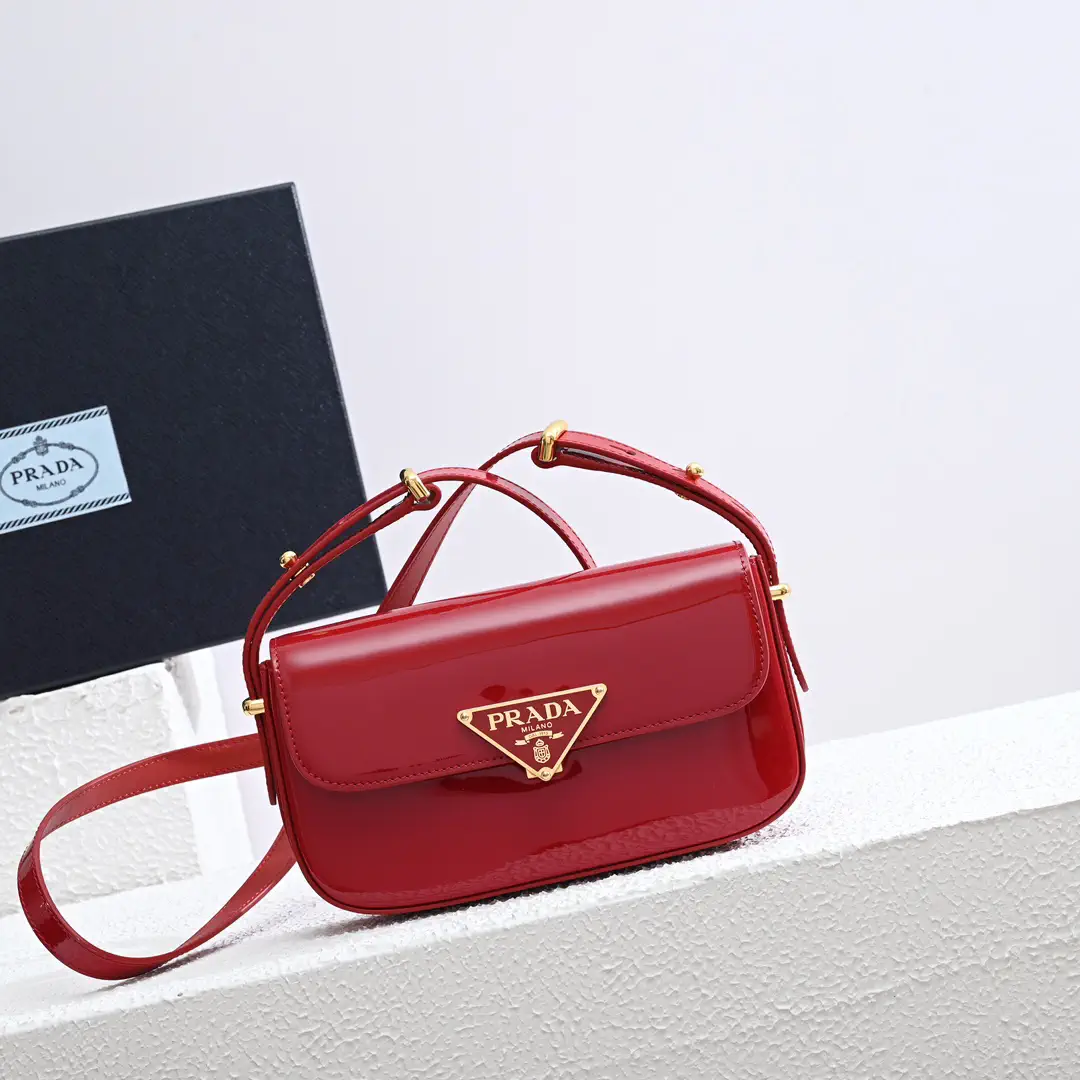 Prada Red Patent Leather Shoulder Bag image 1