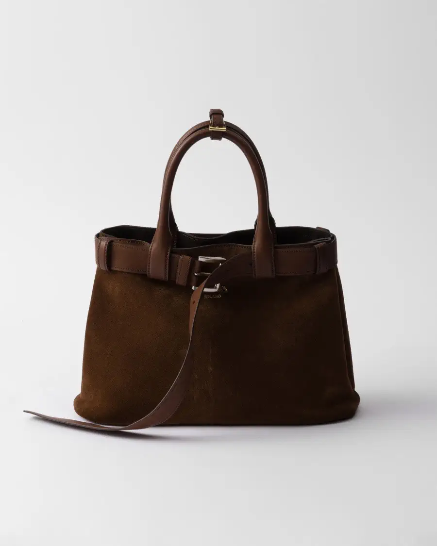 Prada Brown Suede Top Handle Bag image 1