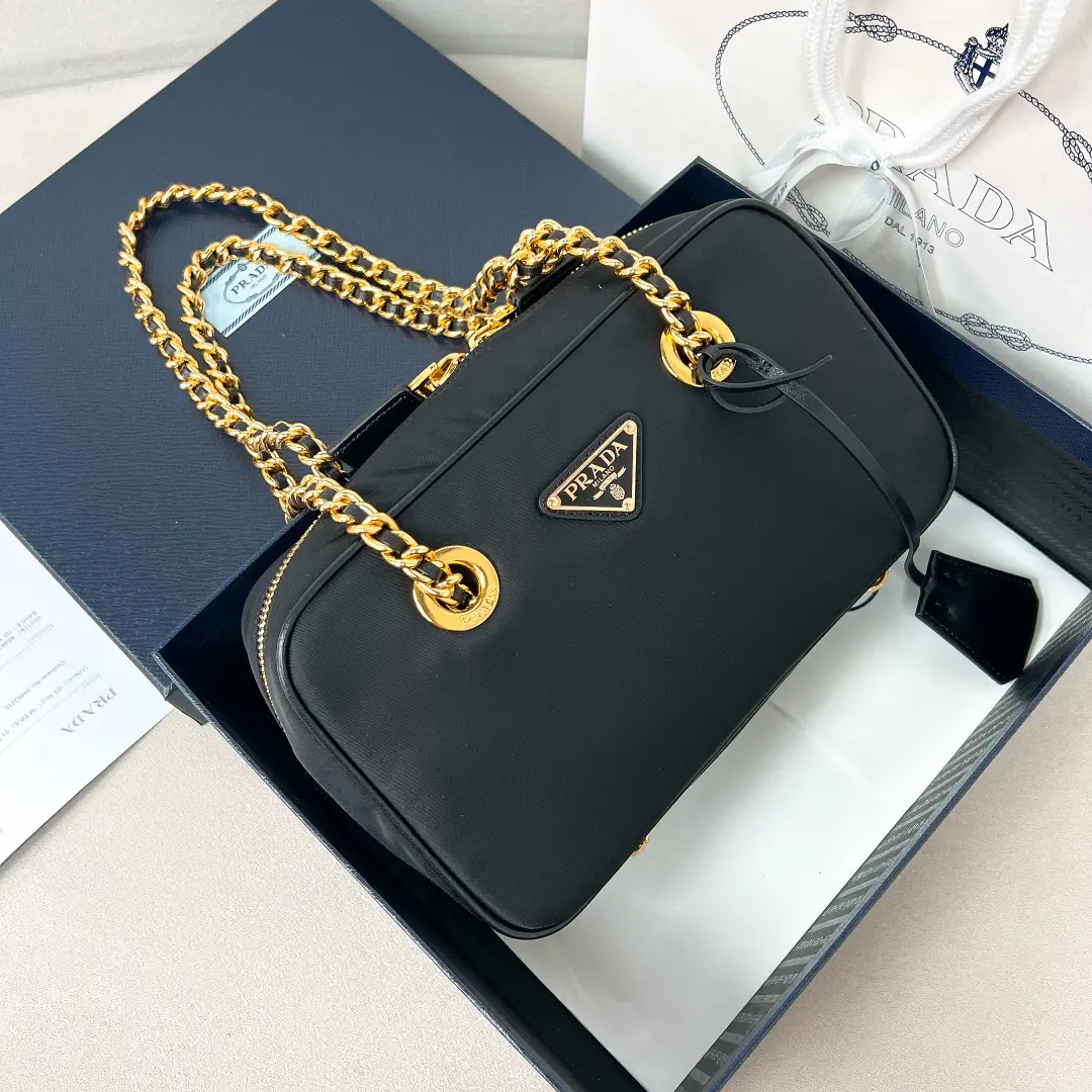 Prada Nylon Gold Chain Shoulder Bag image 1