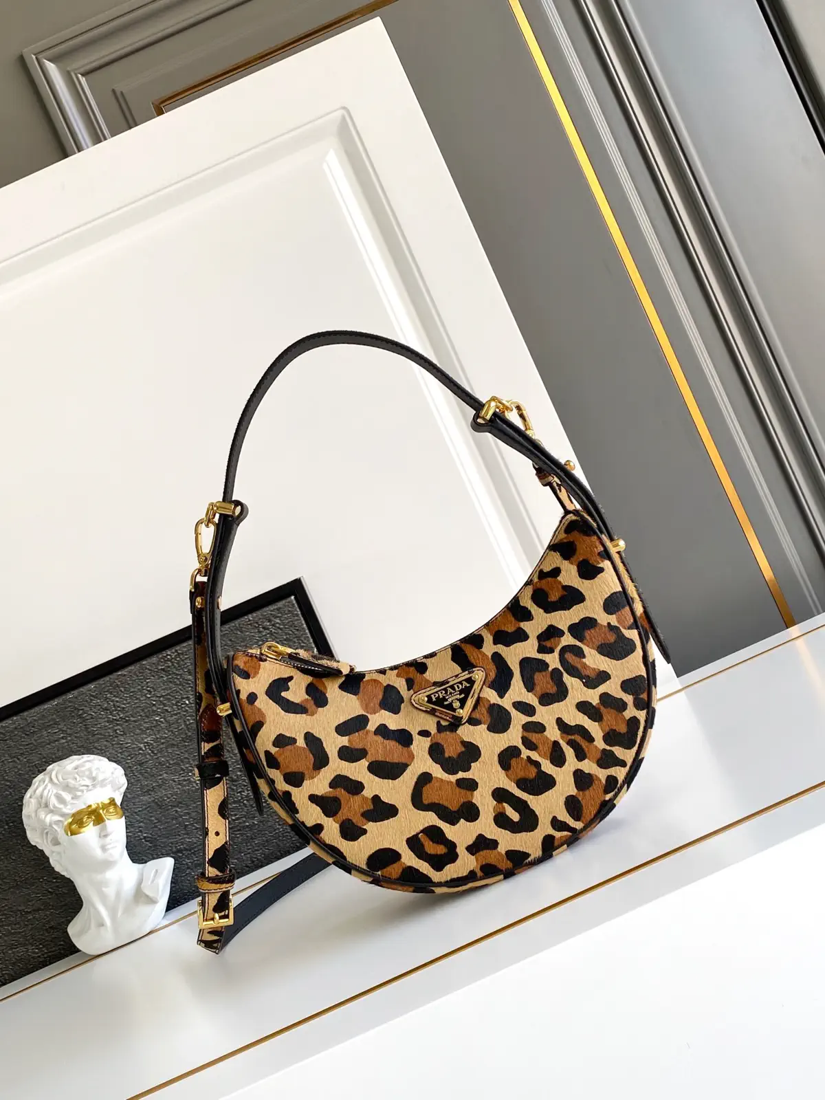 Prada Leopard Print Hobo Shoulder Bag image 1