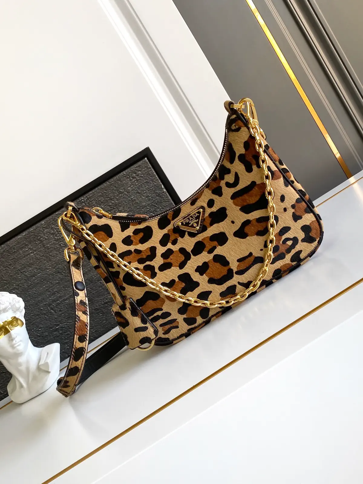 Prada Leopard Print Hobo Shoulder Bag image 1