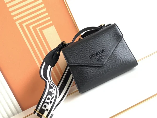 Prada Saffiano Leather Crossbody Bag with Detachable Embroidered Strap image 1
