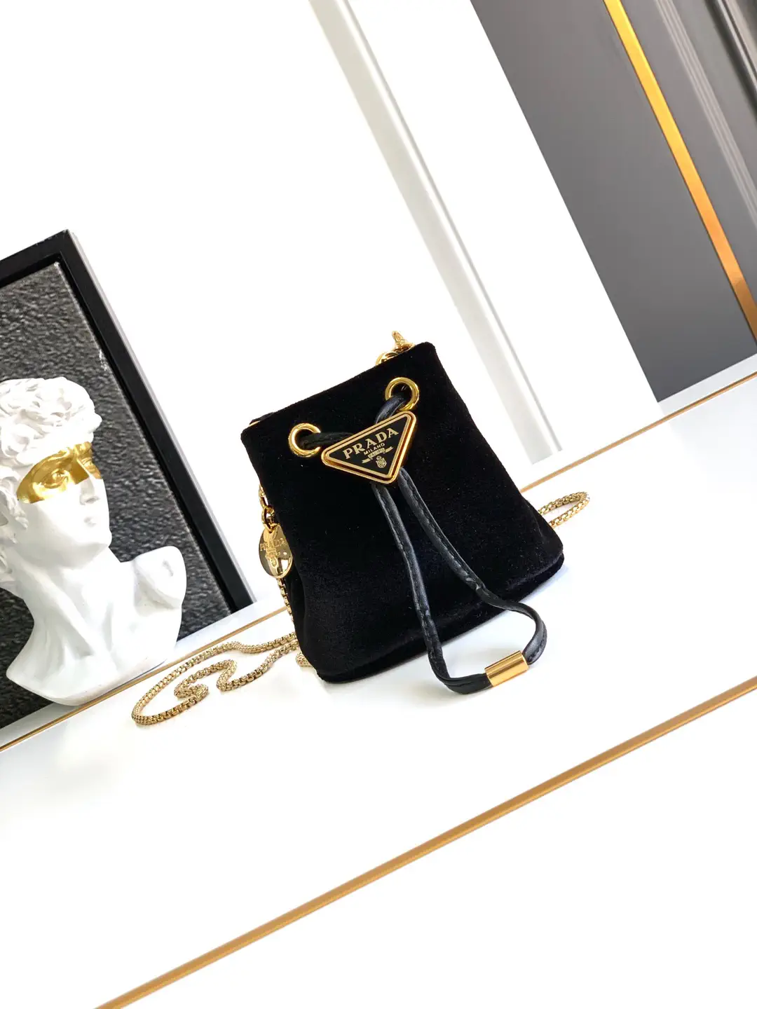Prada Mini Velvet Drawstring Crossbody Bag image 1