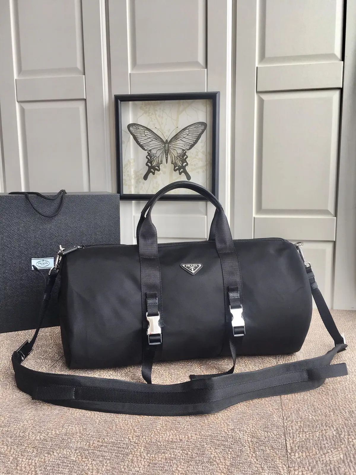 Prada Black Nylon Duffle Bag image 1