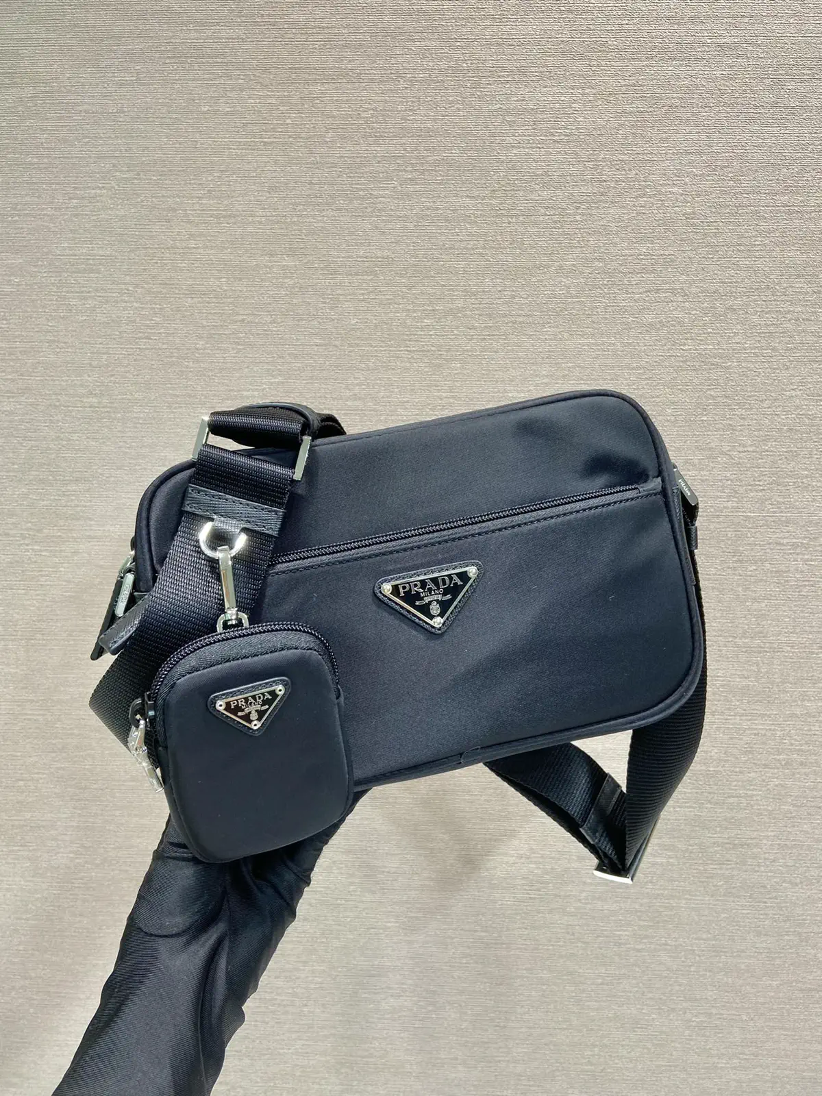 Prada Black Shoulder Bag with Detachable Pouch image 1