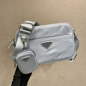 Prada Light Blue Shoulder Bag with Detachable Pouch image 1
