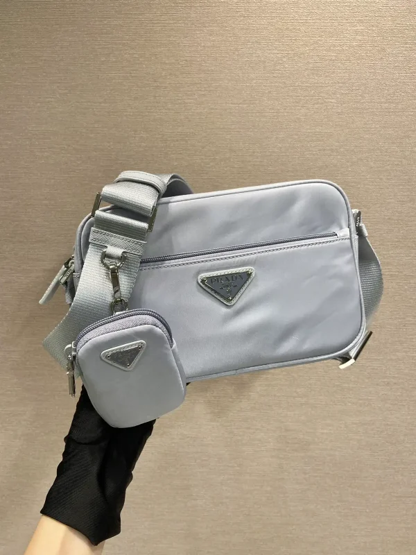 Prada Light Blue Shoulder Bag with Detachable Pouch image 1