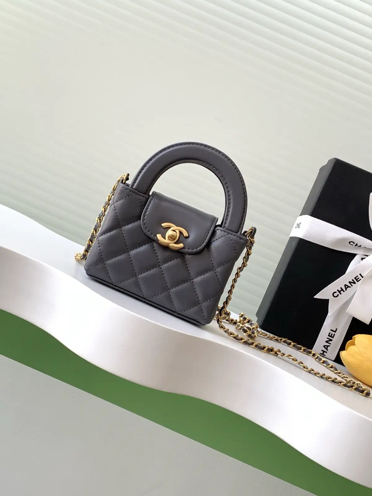 Chanel Quilted Mini Top Handle Bag with Chain Strap image 1