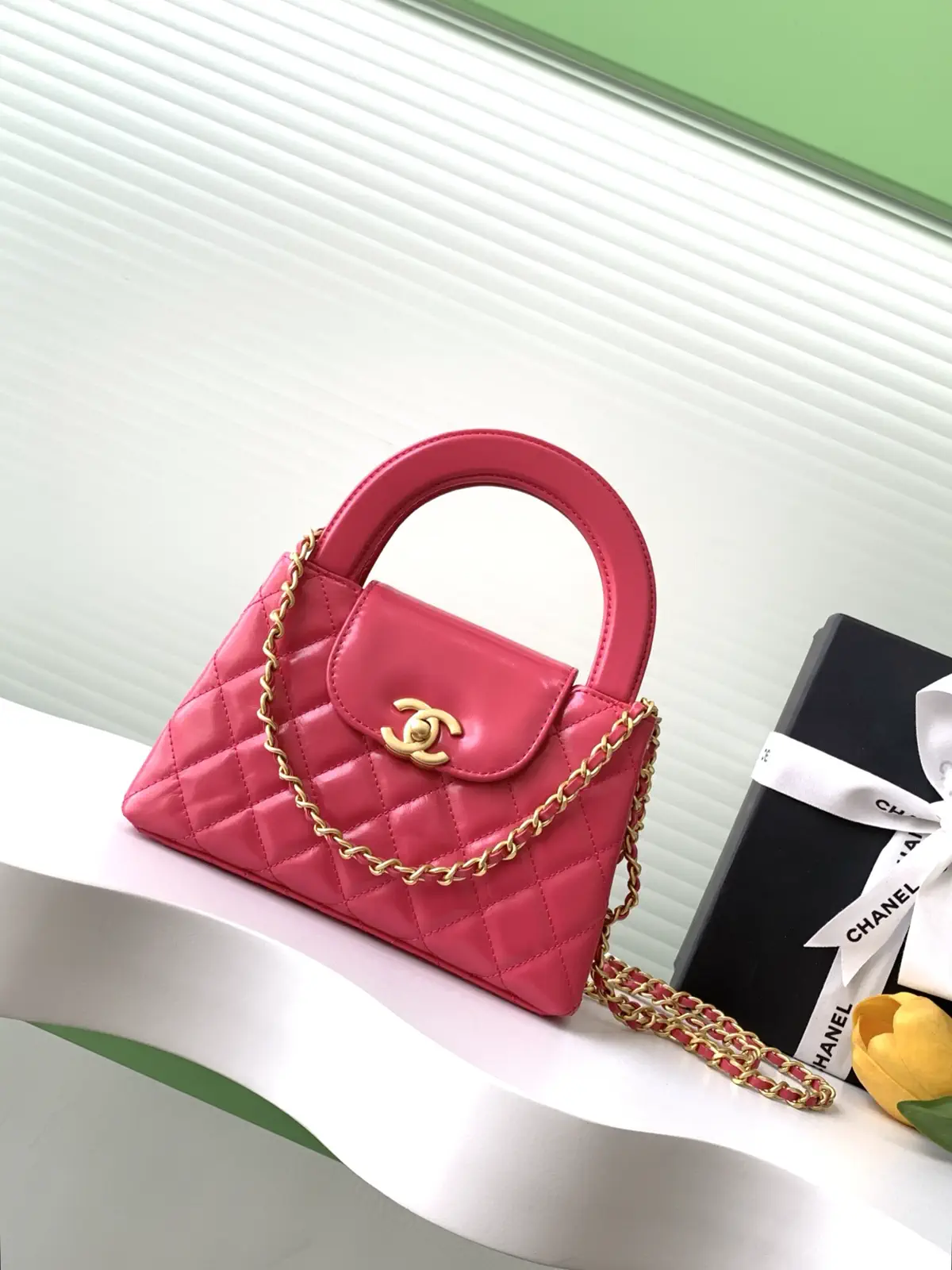 Chanel Quilted Top Handle Bag with Chain Strap image 1