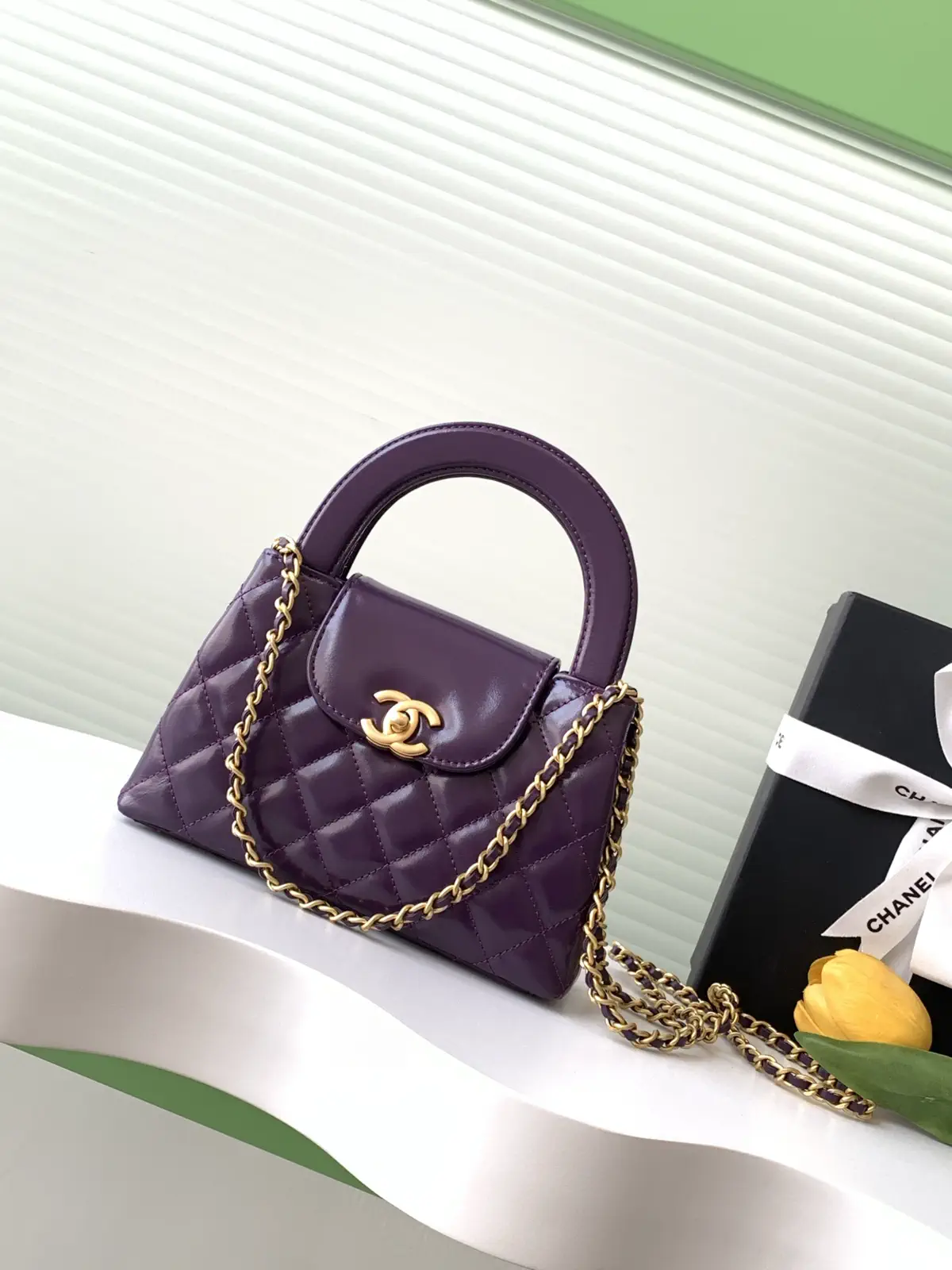 Chanel Quilted Top Handle Bag with Chain Strap image 1