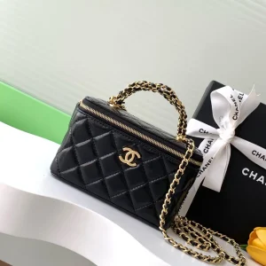 Chanel Quilted Chain Handle Box Cosmetic Bag image 1