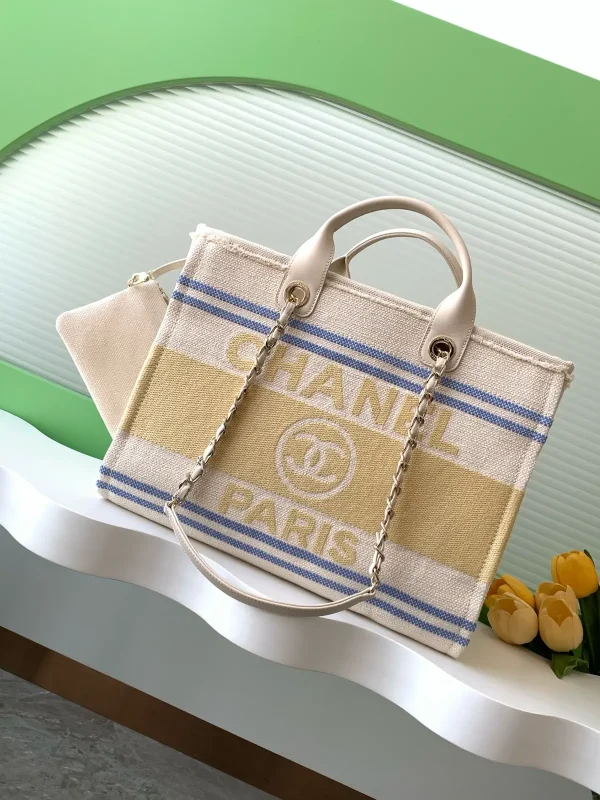 Chanel Striped Canvas Tote Bag image 1