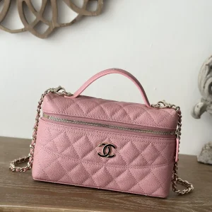 Chanel Quilted Pink Top Handle Chain Bag image 1