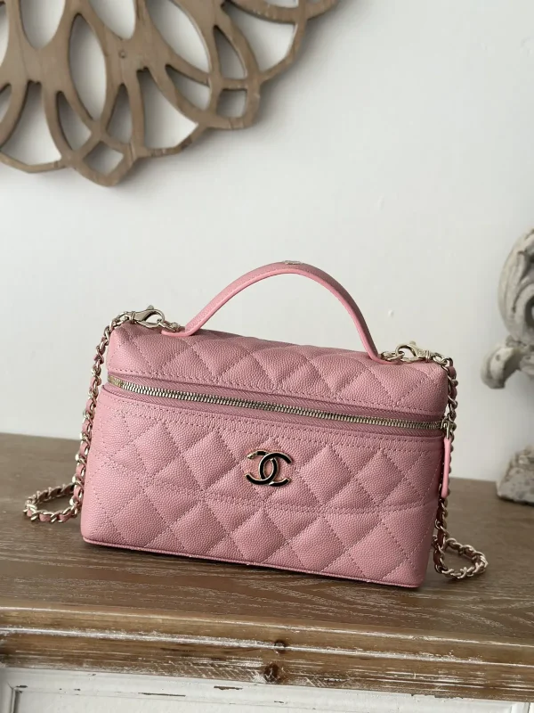 Chanel Quilted Pink Top Handle Chain Bag image 1