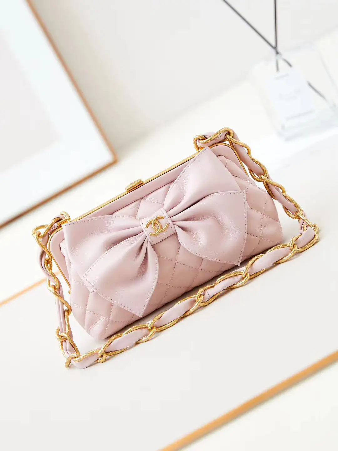 Chanel Quilted Bow Frame Chain Shoulder Bag image 1