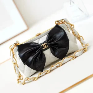 Chanel Quilted Bow Frame Clutch with Chain Strap image 1