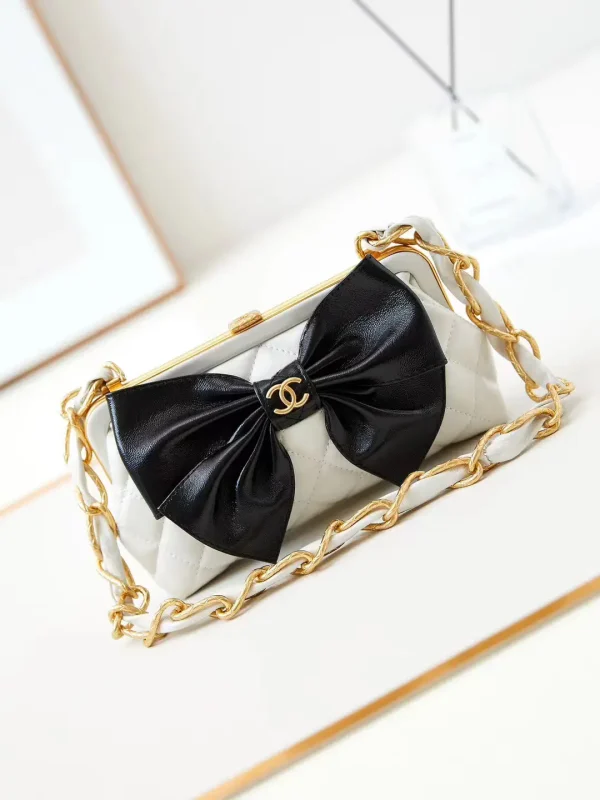 Chanel Quilted Bow Frame Clutch with Chain Strap image 1