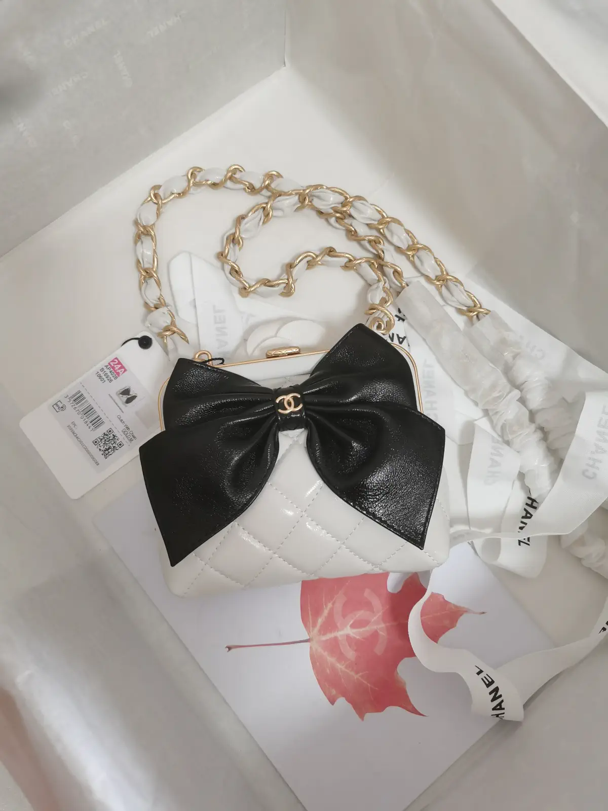 Chanel Quilted Bow Clutch with Chain image 1
