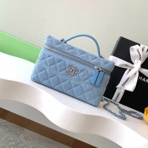 Chanel Quilted Denim Top Handle Chain Bag image 1