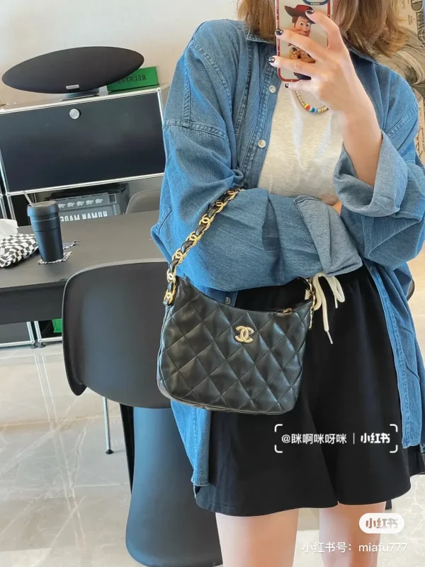 Chanel Quilted Leather Hobo Shoulder Bag image 1
