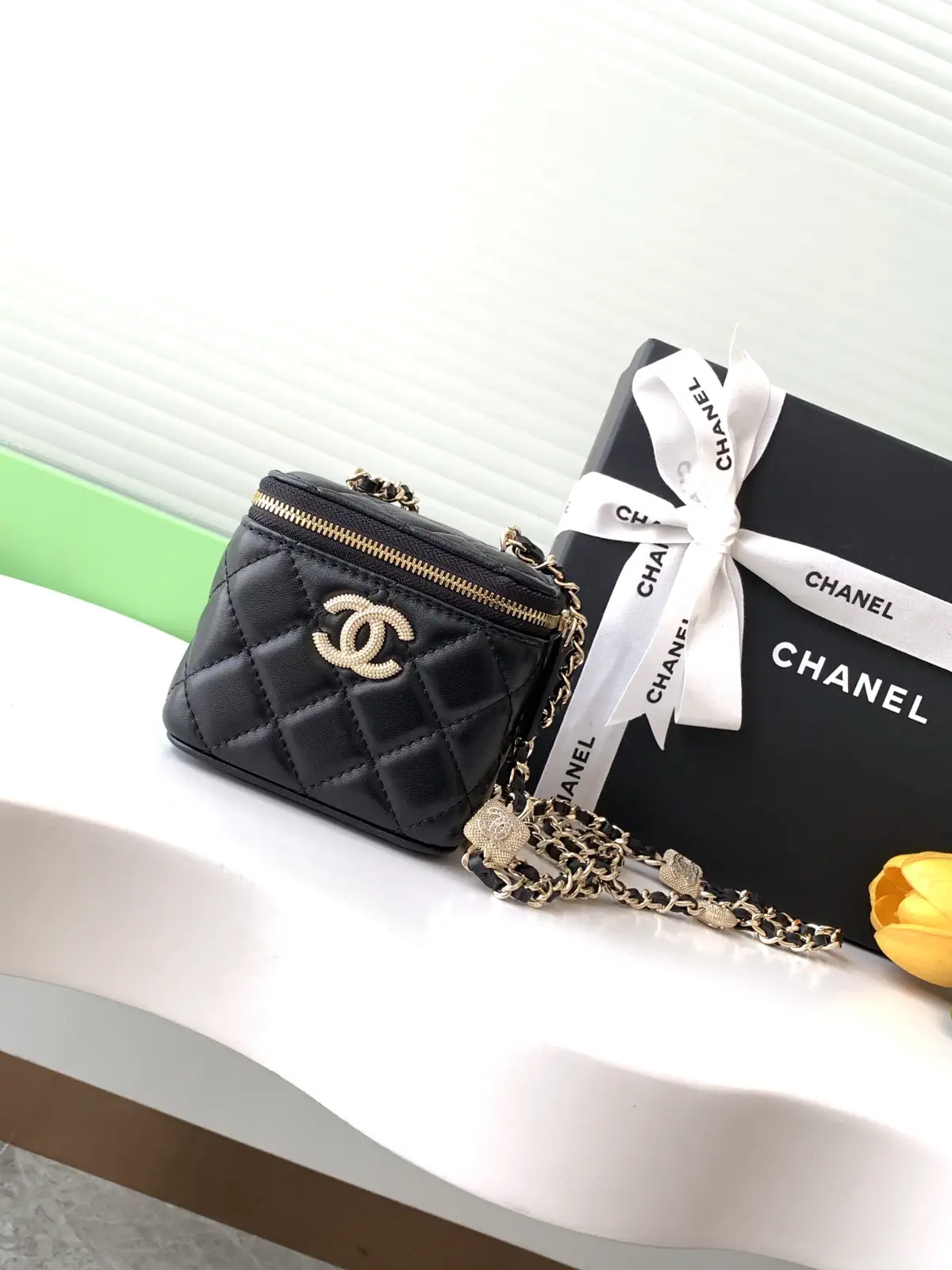 Chanel Quilted Box Crossbody Bag with Chain Strap image 1