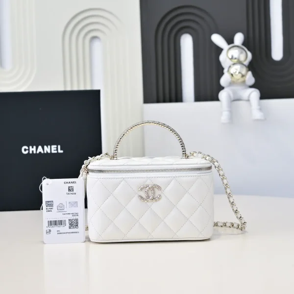Chanel Quilted Long Box Cosmetic Crossbody Bag with Crystal Handle image 1