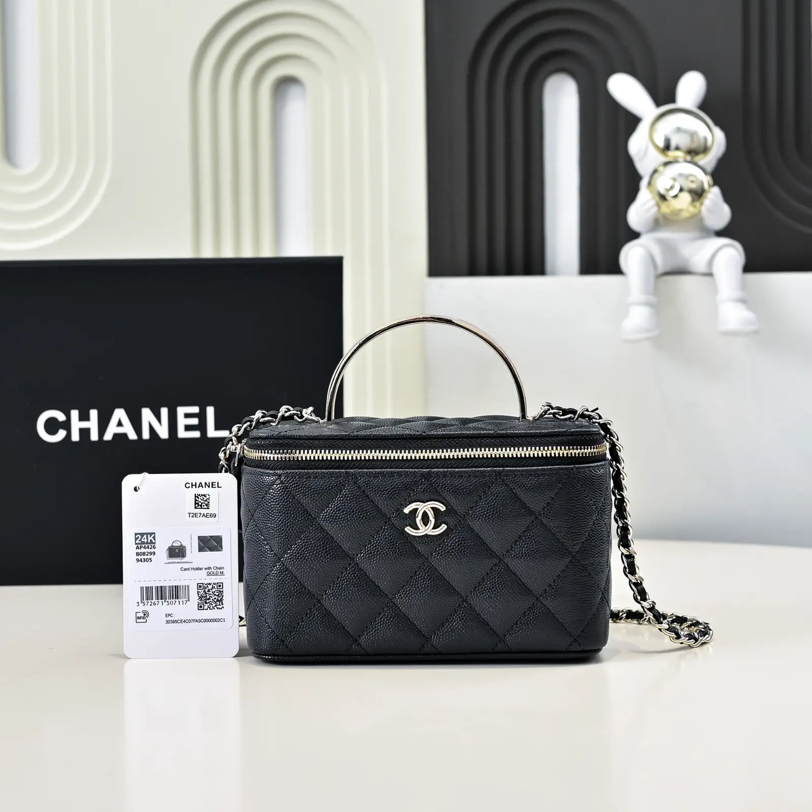 Chanel Quilted Top Handle Vanity Bag with Chain image 1