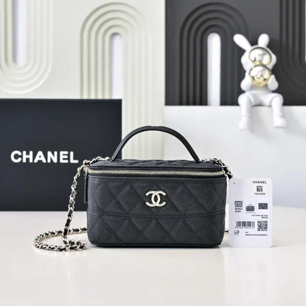 Chanel Quilted Top Handle Chain Cosmetic Bag image 1