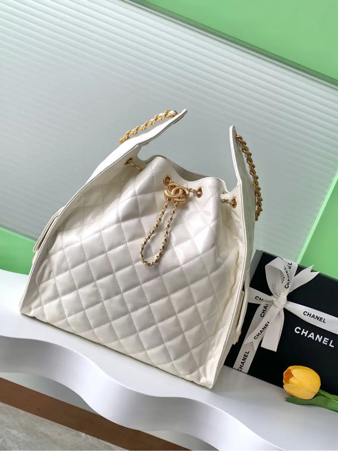 Chanel Quilted Drawstring Hobo Shoulder Bag image 1