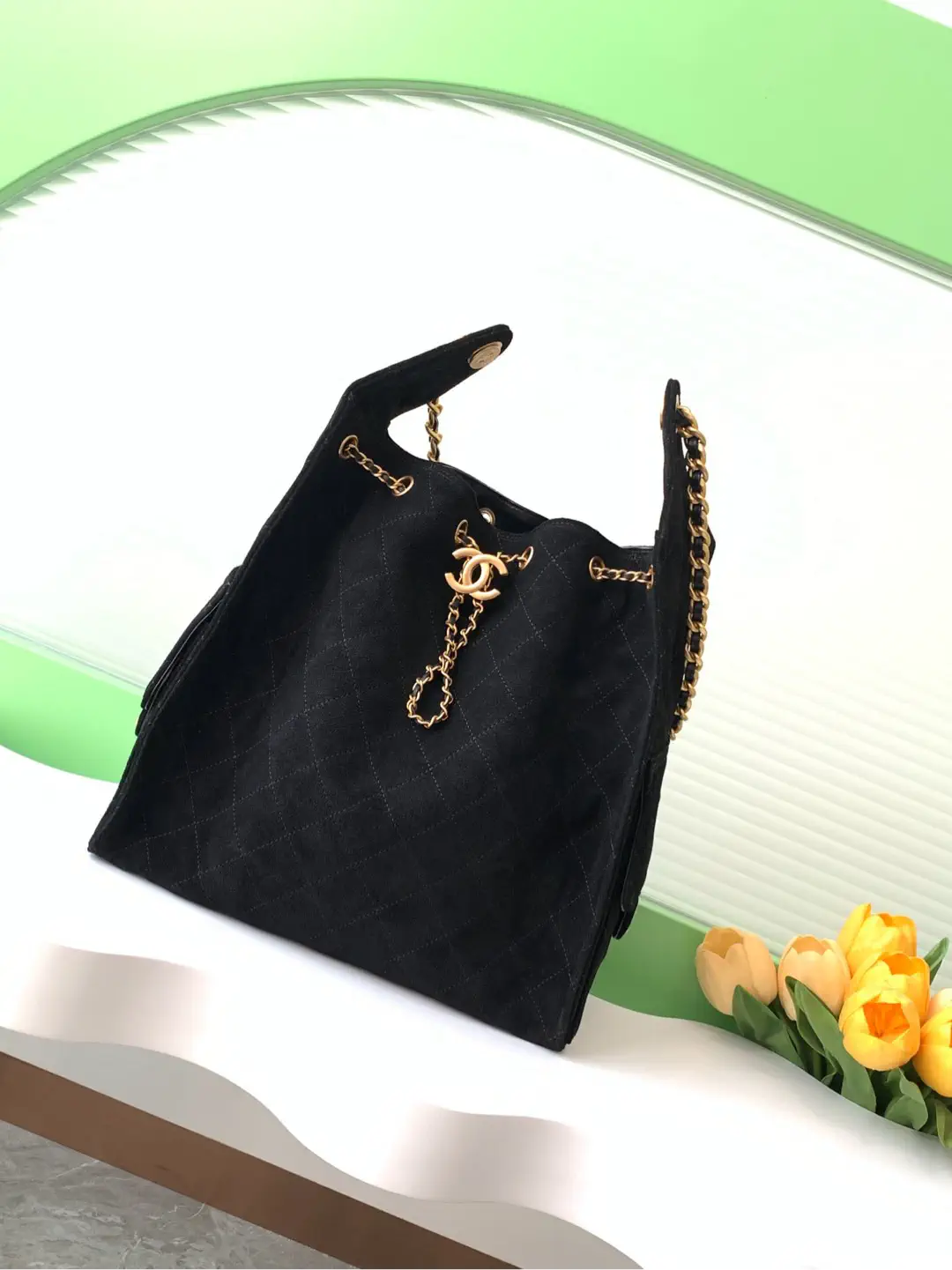 Chanel Quilted Drawstring Hobo Shoulder Bag image 1