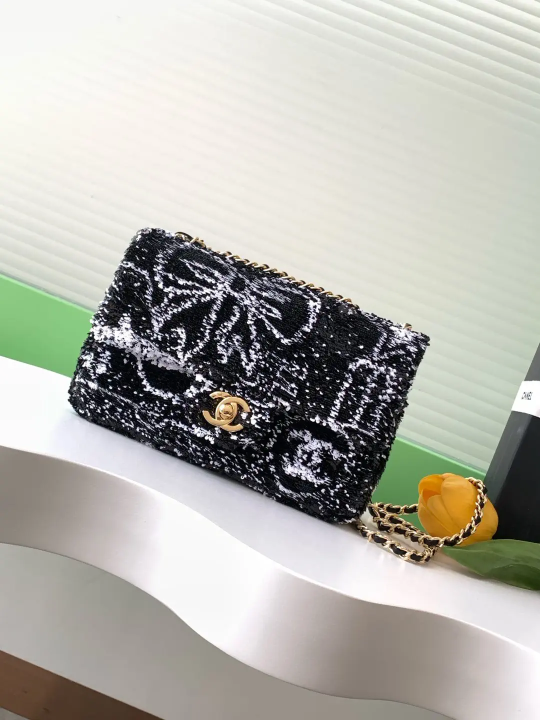 Chanel Sequin Embroidered Logo Crossbody Bag image 1