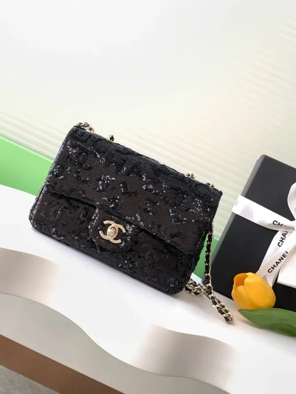 Chanel Sequin Logo Flap Shoulder Bag image 1