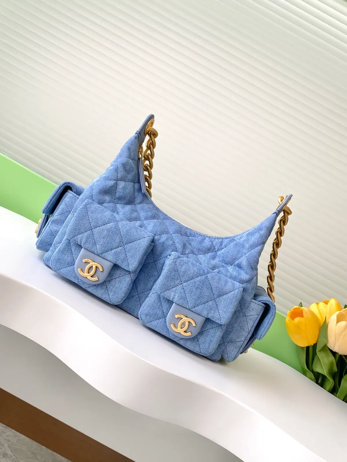 Chanel Quilted Denim Shoulder Bag image 1