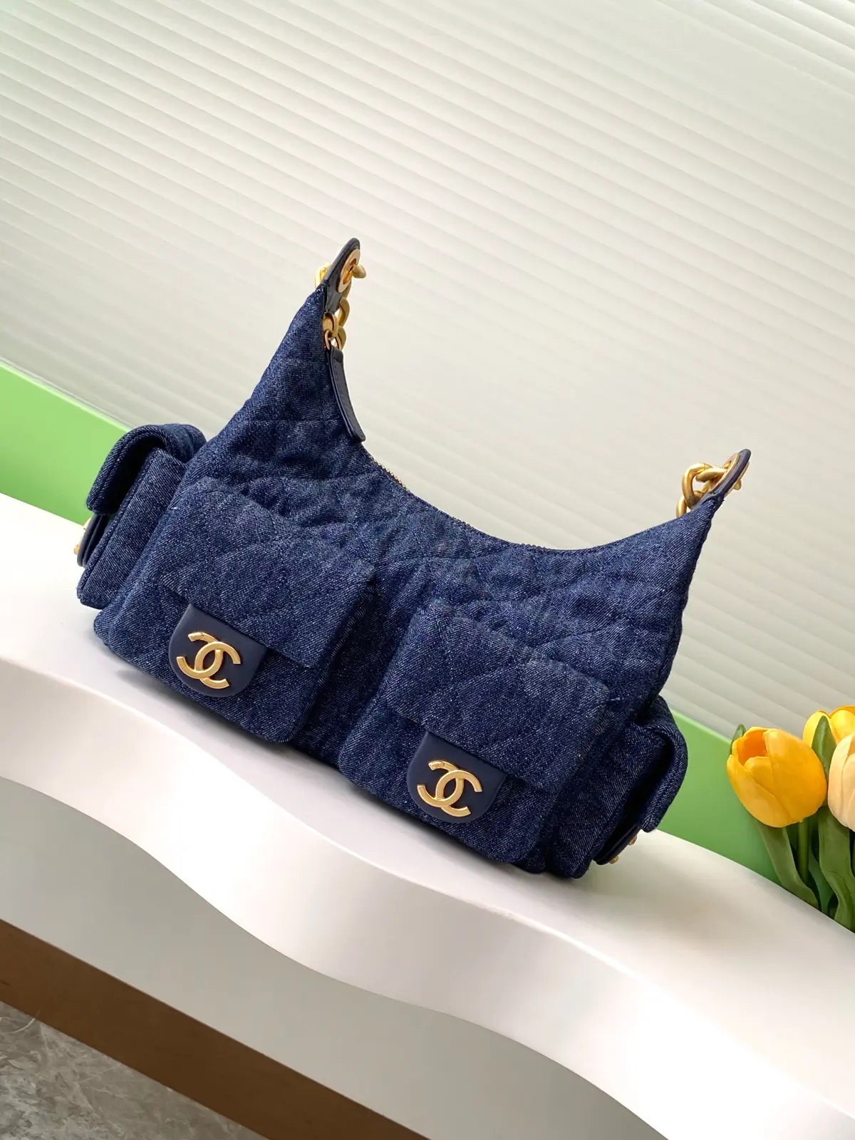 Chanel Quilted Denim Hobo Shoulder Bag image 1