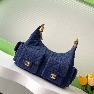 Chanel Quilted Denim Hobo Shoulder Bag image 1