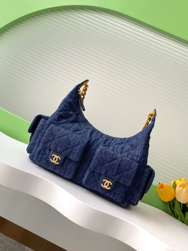 Chanel Quilted Denim Hobo Shoulder Bag image 1
