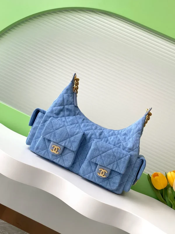 Chanel Quilted Denim Hobo Shoulder Bag image 1