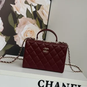 Chanel Quilted Top Handle Bag with Chain Strap image 1